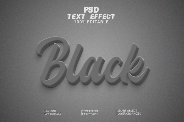 3d black editable text style effect