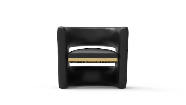 3d black leather armchair isolated on white background