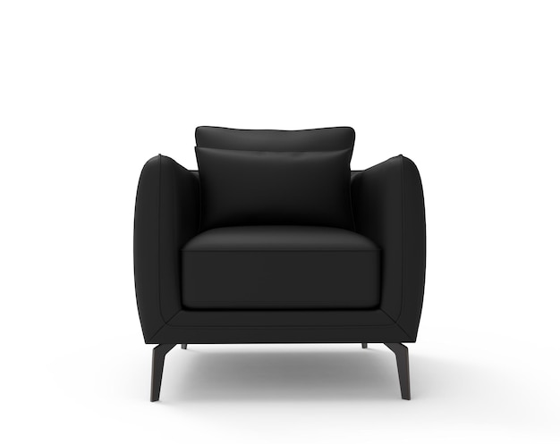 3d black leather armchair isolated on white background