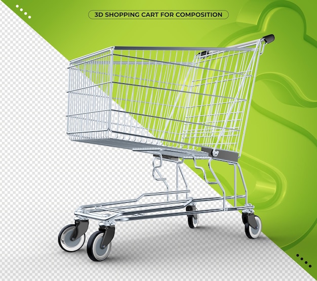 3D black shopping cart isolated