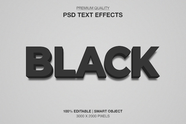 3d black simple text style effect