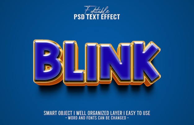 3d blink editable text effect psd mockup template