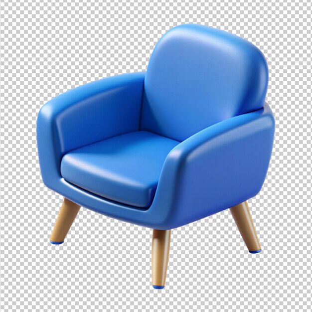 PSD 3d blue arm chair isolated on transparent background