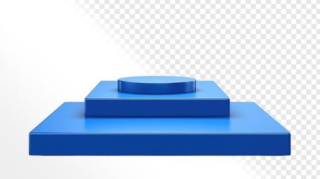 3D blue box product display podium transparent background