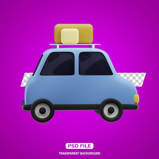 3D Blue Car Travel Icon Illustration