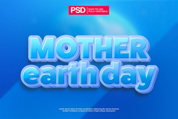 3d blue mother earth day text effect