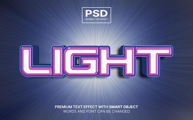 3d blue neon light editable text effect