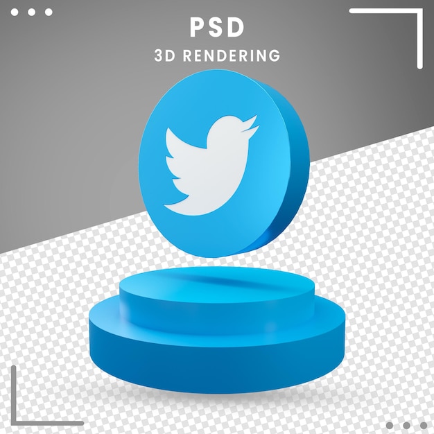 3d Blue Rotated Logo Icon Twitter Isolated