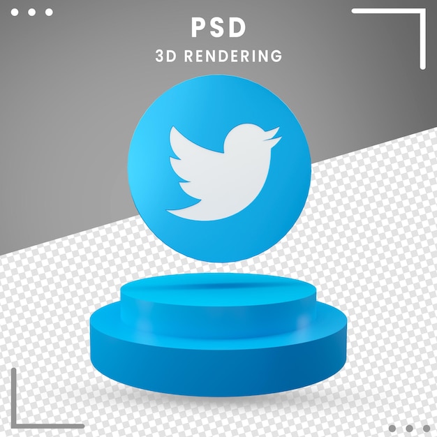 3d Blue Rotated Logo Twitter Isolated