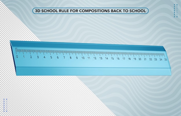 PSD 3d blue school ruler for back to school