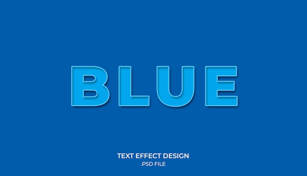 3d Blue text effect design with a blue background editable on photoshop