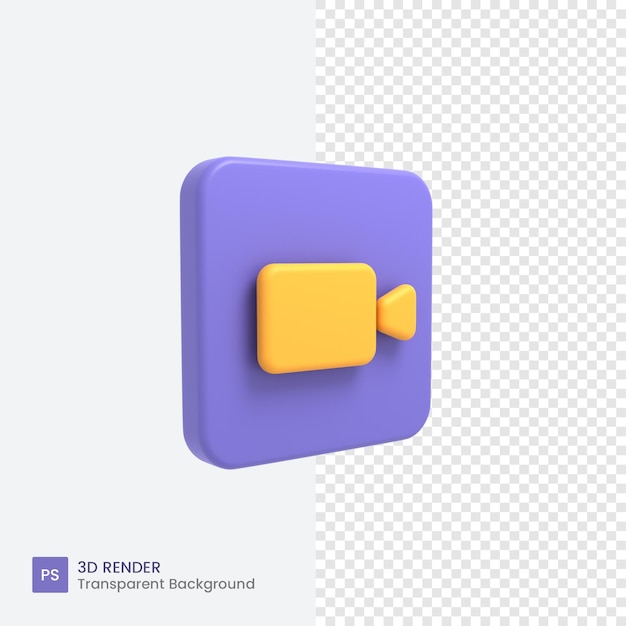 3D Blue video or camera icon for conference or meeting videocall