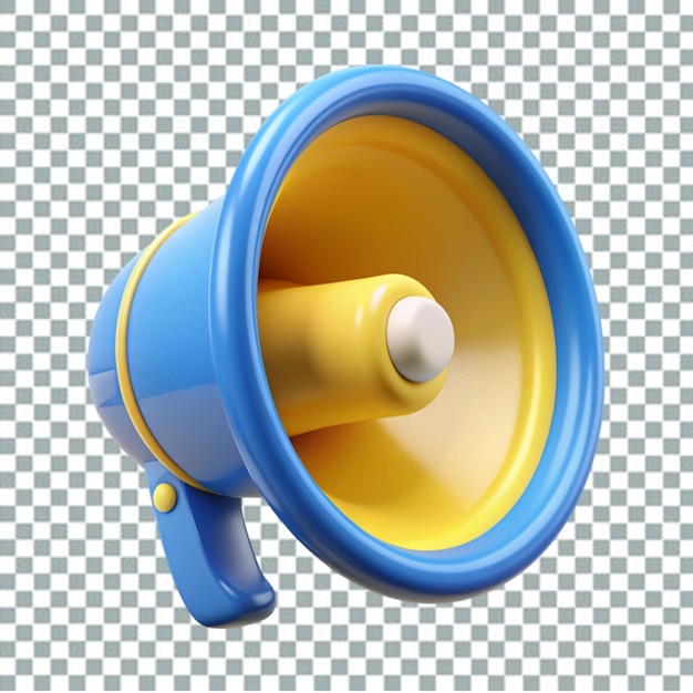 3D Blue and yellow colored megaphone speaker