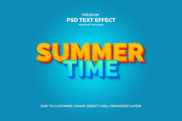 3D blue and yellow summer text effect