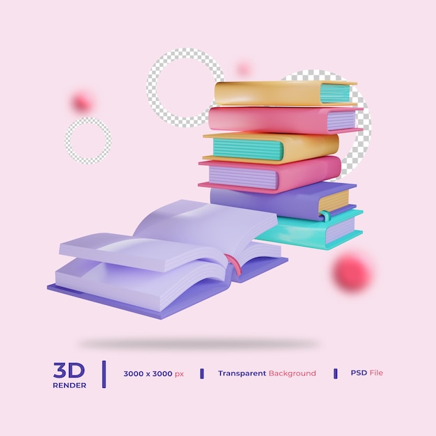 3d book object with transparent background