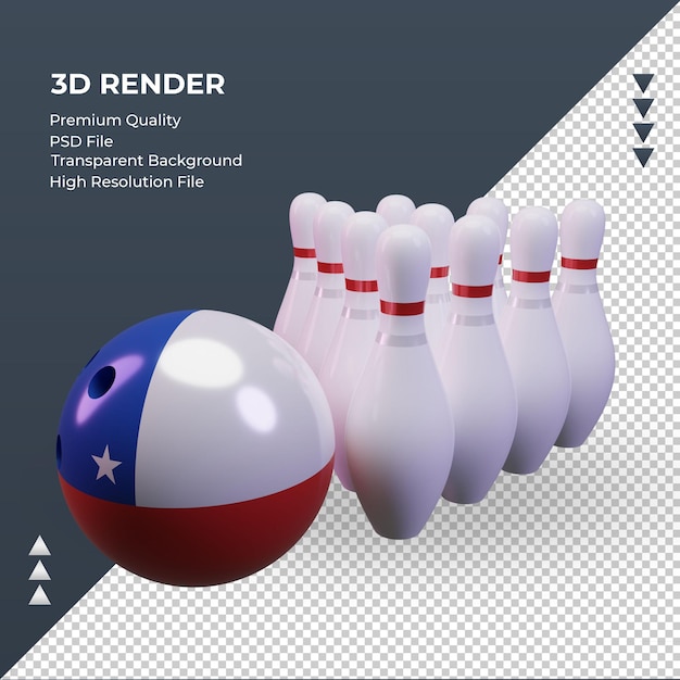 3d bowling day Chile flag rendering right view