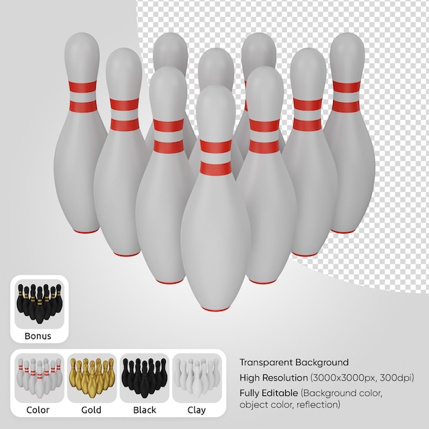 PSD 3d bowling pins