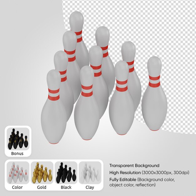 PSD 3d bowling pins