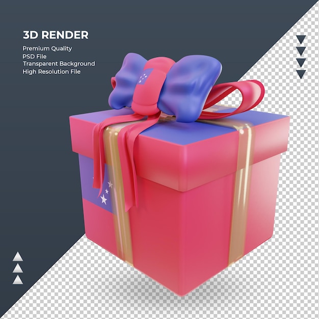 3d box gift Samoa flag rendering right view