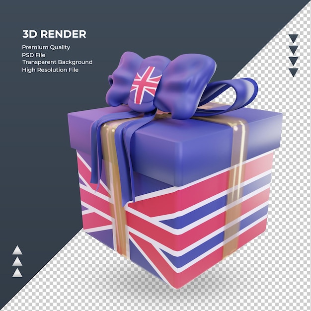 3d box gift United Kingdom flag rendering right view