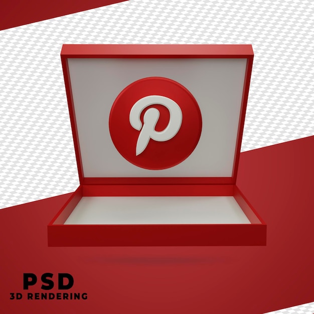 3d box Pinterest rendering isolated