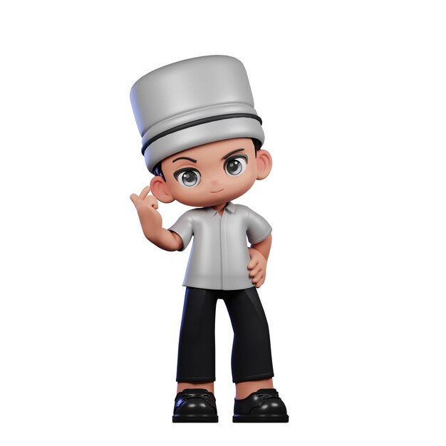 3d Boy Chef Giving Love Sign Pose