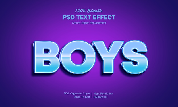 3D Boys Text Effect Template