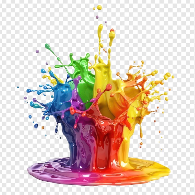 3d brain rainbow pride splash paint liquid color isolate on transparency background PSD