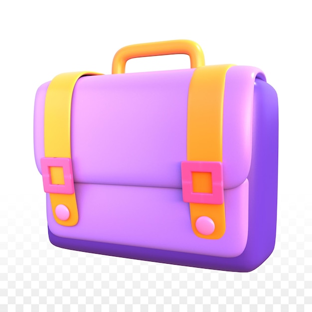 3D briefcase icon with transparent background