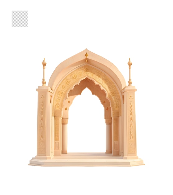 3d brown marble gate entrance islamic png