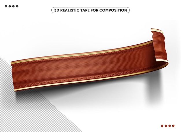 3d brown realistic ribbon for compositions