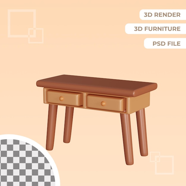 3d brown table illustration isolated object