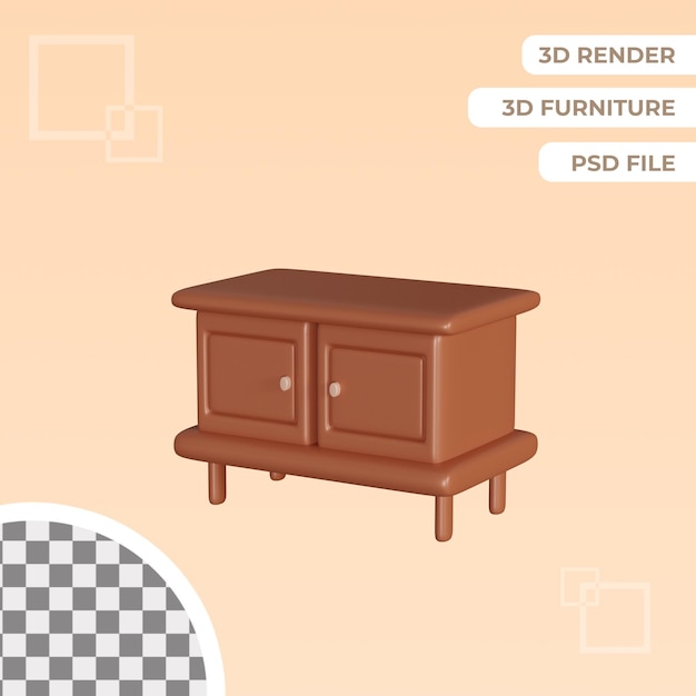 3d brown wardrobe illustration isolated object