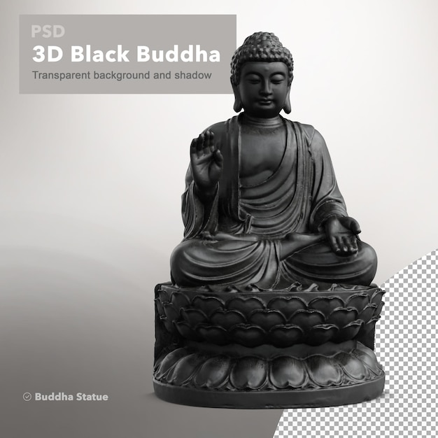 3D Buddha Statue Black Color