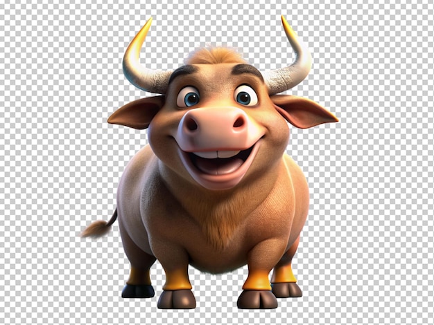 3d bull cow buffalo cartoon character