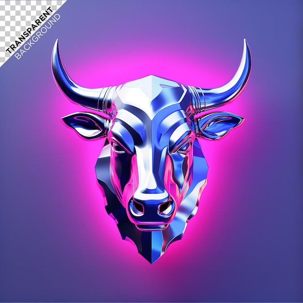 3d Bull head holographic ilustration