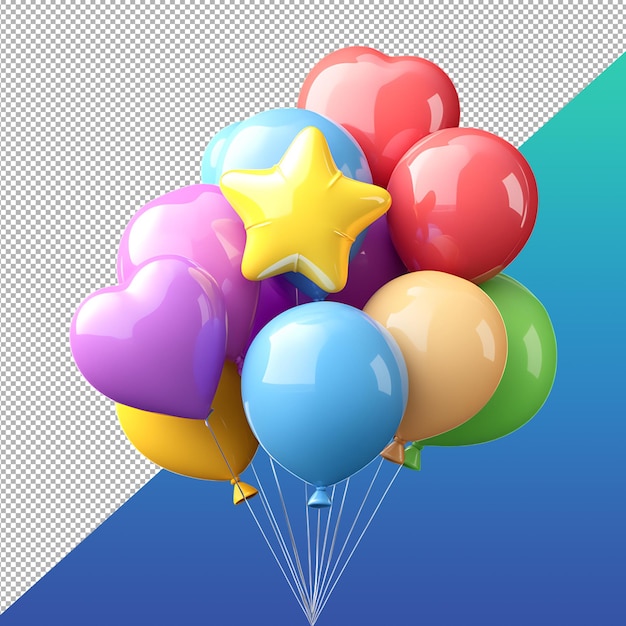 PSD 3d bunch of shaped balloons