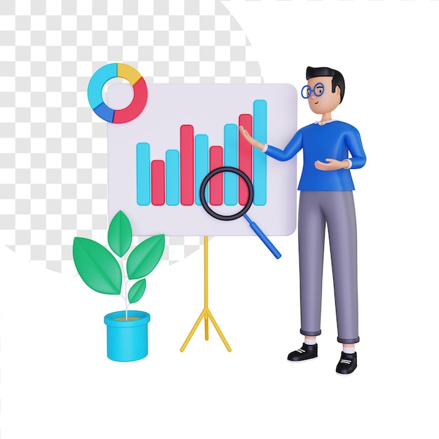 3d business analysis concept illustration