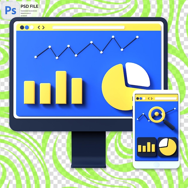 PSD 3d business analysis icon isolated png illustration psd template