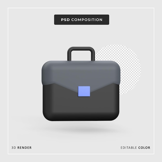 3d business briefcase suitcase icon isolated 3d render illustration concept