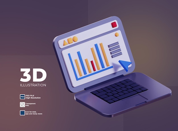 3d business infographic on computer