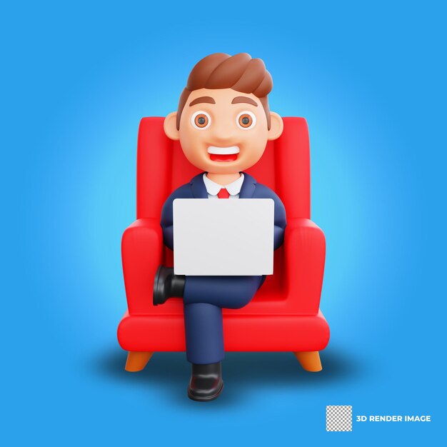 3d businessman character manager in different poses and business activities