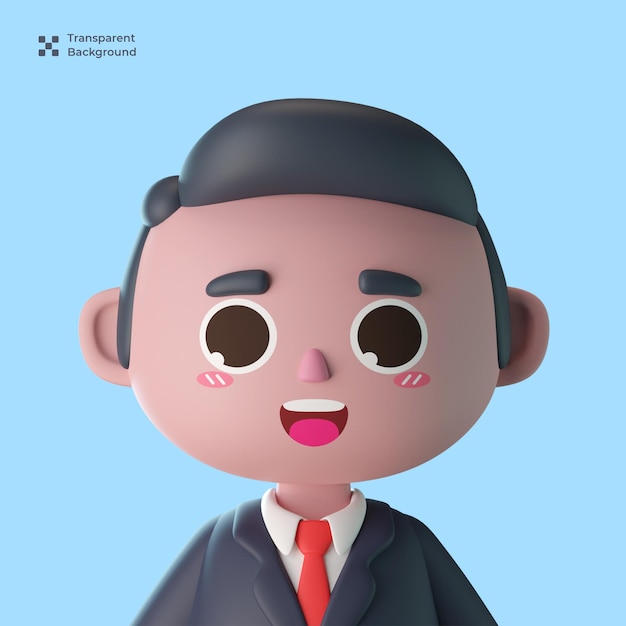 3d businessman cute cartoon character avatar isolated in 3d rendering