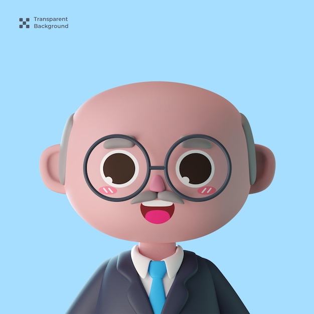 3d businessman cute cartoon character avatar isolated in 3d rendering