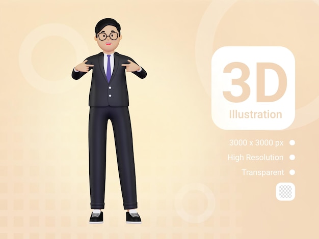 3d Businessman pointing finger at himself