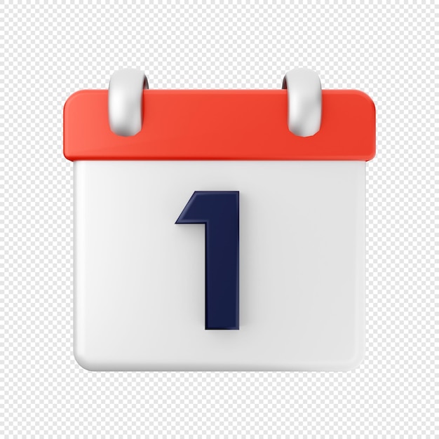 3D Calendar date 1 Icon illustration