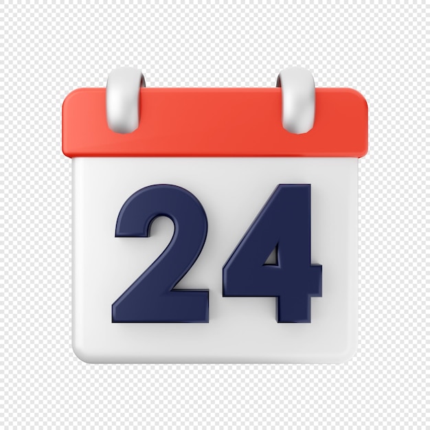 3D Calendar date 24 Icon illustration