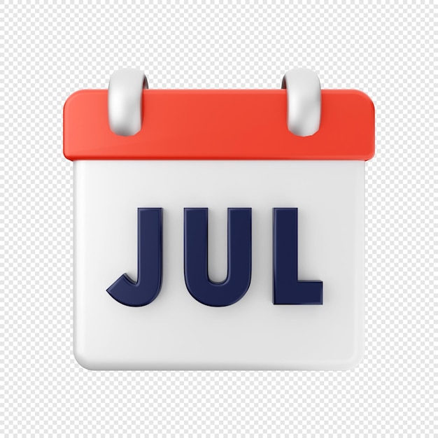 3D calendar July icon illustration