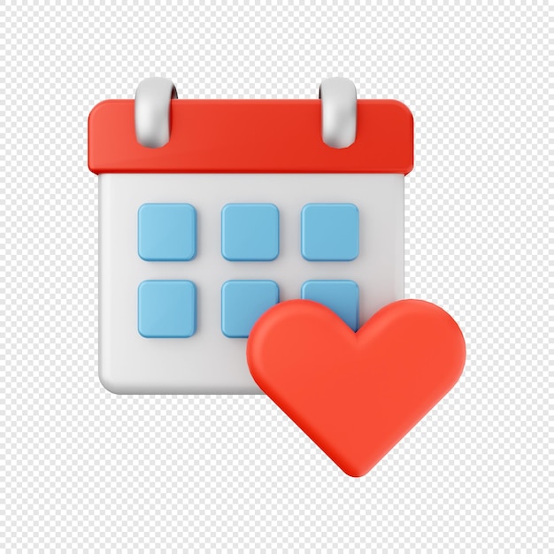 3D Calendar love date Icon illustration