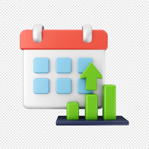 3D Calendar up price date Icon illustration